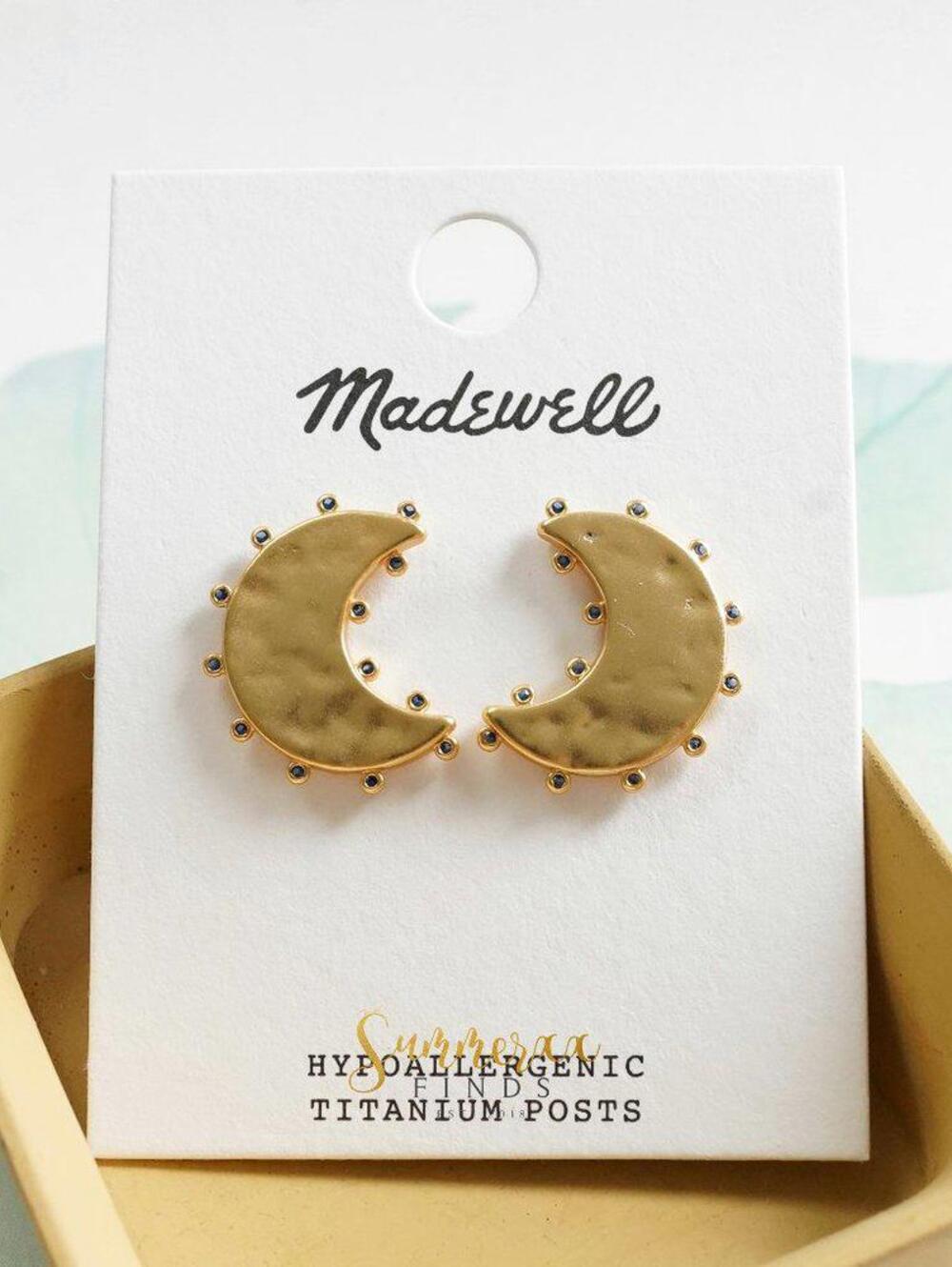 Madewell Dotted Moon Statement Stud Earrings